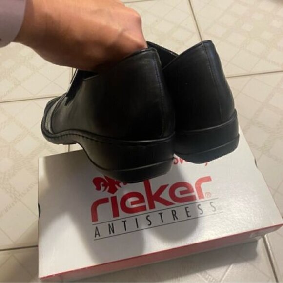 Minimalist Chic RIEKER Leather Loafers Black Orthopedic Comfort Shoes US 10 - Picture 7 of 12
